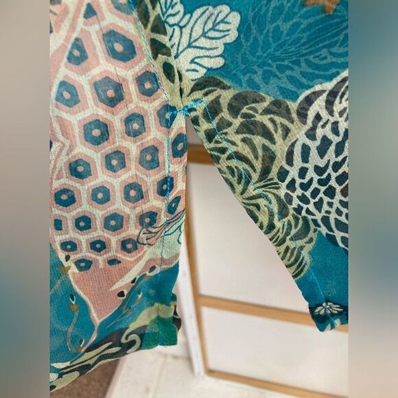 Original Anthony VTG Asian floral print and butterfly sleeved open kimono lined - Picture 4 of 12